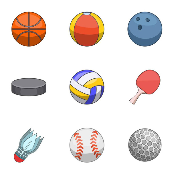 Ball Icons Set, Cartoon-Stil - Vektor, Bild