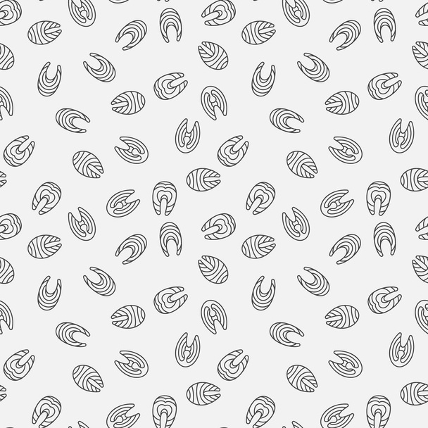 Salmon slices vector seamless pattern in thin line style - Wektor, obraz