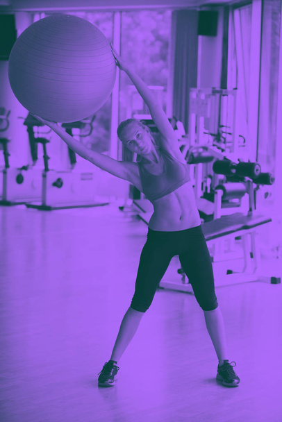 woman exercise pilates in fitness gym club duo tone - Φωτογραφία, εικόνα