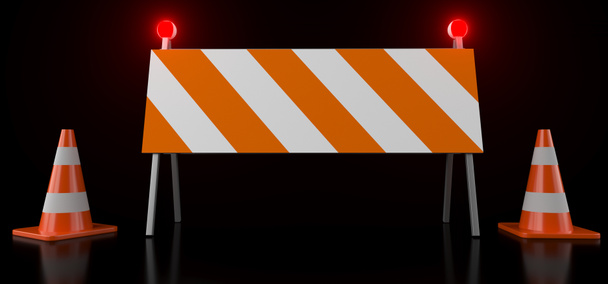3D Rendering Of Realistic  White Empty Traffic Barrier And Cones - Photo, Image