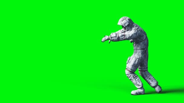 Dead zombie astronaut in space. Cadaver. Green screen. Realistic 4k animation. - Záběry, video