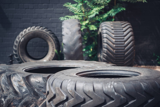 Tractor tires in a gym - Φωτογραφία, εικόνα
