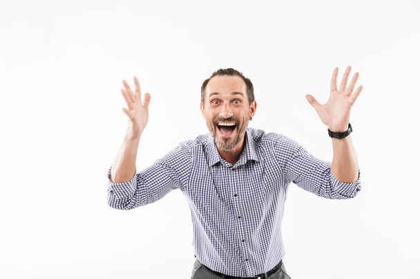 Excited emotional adult man isolated - Foto, Bild