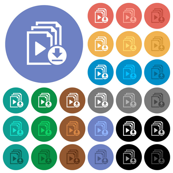 Download playlist round flat multi colored icons - Vector, Image