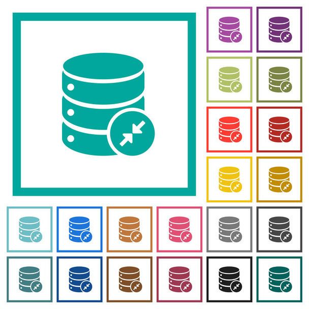 Base de datos de encogimiento iconos de color plano con marcos de cuadrante
 - Vector, imagen