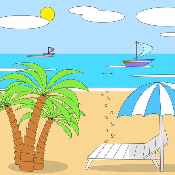 Vector illustration. Summer vacation on the beach. - Vektor, kép