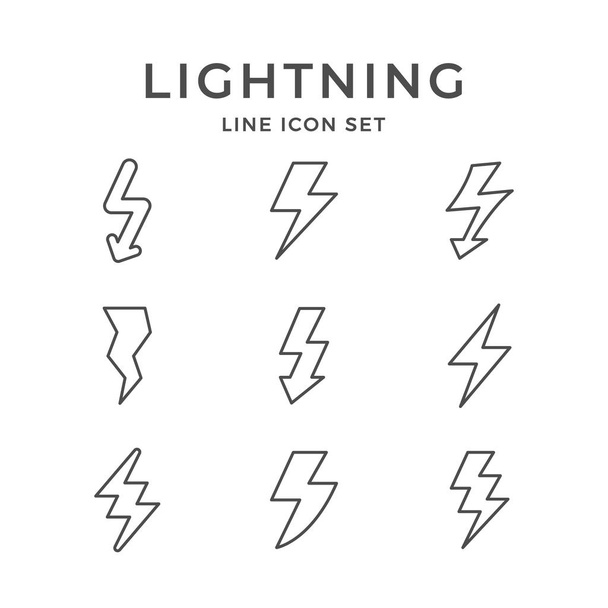 Set lijn pictogrammen voor lightning - Vector, afbeelding