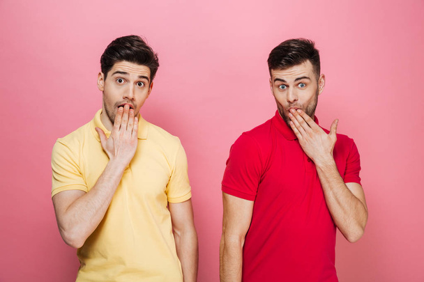 Portrait of a surprised gay couple standing - Foto, immagini