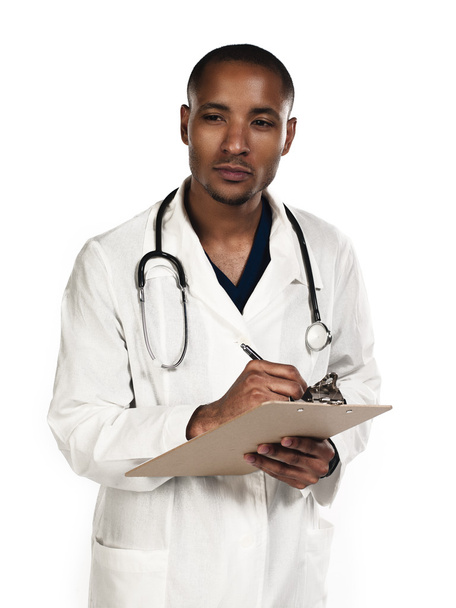 Primer plano de la mano de un médico sosteniendo un portapapeles
 - Foto, Imagen