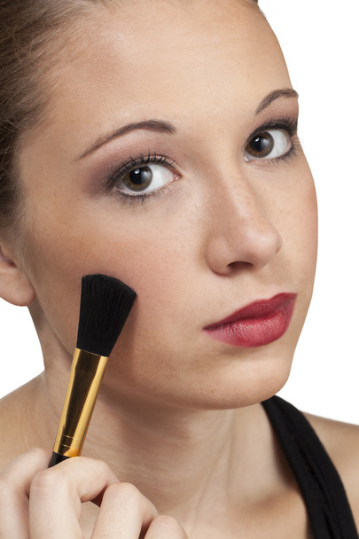 Teen Model Head Shot Pinsel auf Make-up - Foto, Bild