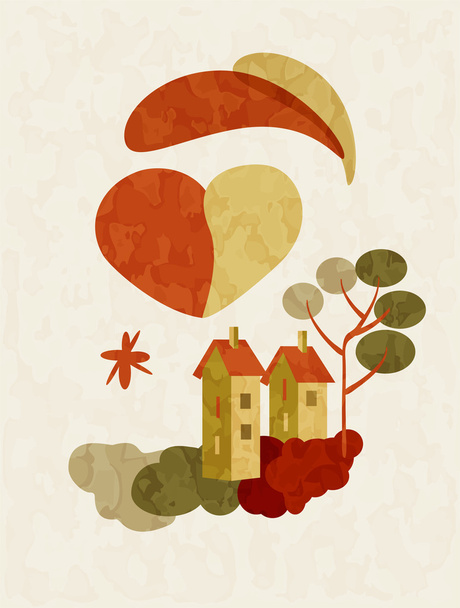 illustratie van huis op de dag van Valentijnskaarten - Vector, afbeelding