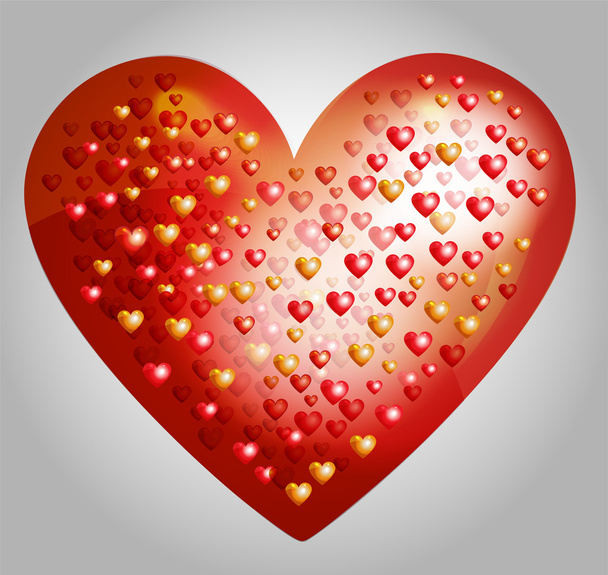 küçük kalpler - Sevgililer kartı yapılan vektör büyük kalbi - Vektör, Görsel