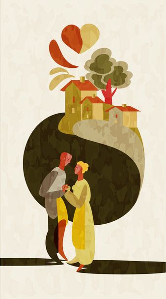 Man and woman in love - vector illustration. - Vector, Image