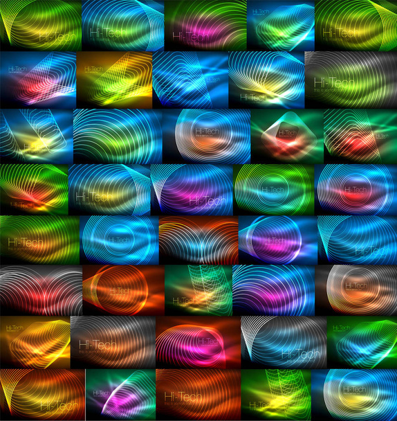 Мега колекція блискучих сяючих форм на темряві
 - Вектор, зображення