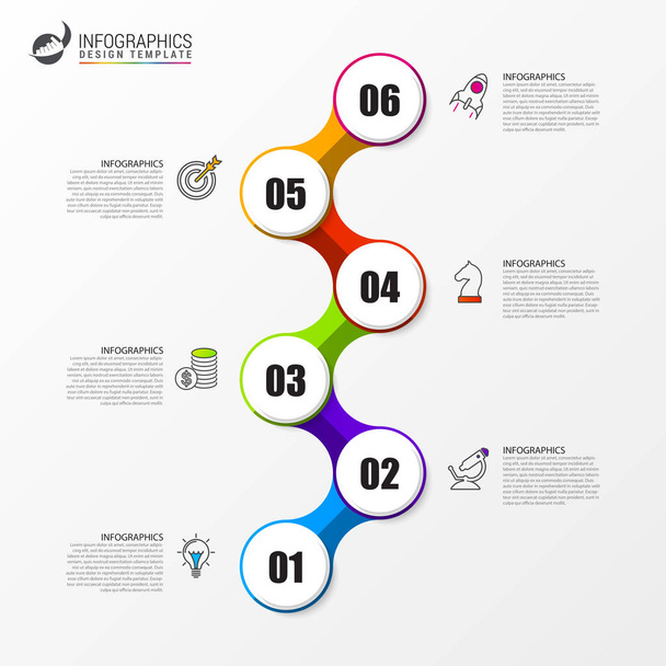 Infographic design template. Business concept with 6 steps - Вектор,изображение