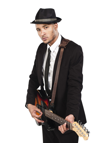 Uomo d'affari che suona la chitarra
 - Foto, immagini
