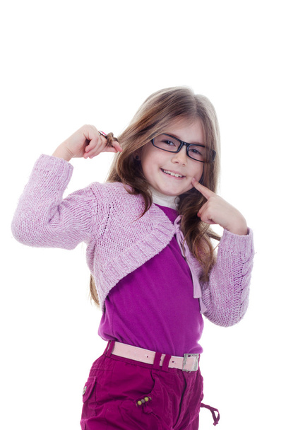 Funny little girl wearing funny glasses - Fotoğraf, Görsel