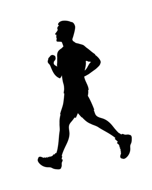 Silhouet van een running jongeman. Vectorillustratie. - Vector, afbeelding