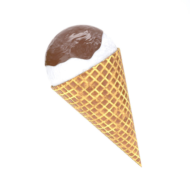 3 d レンダリング ボール アイス クリーム チョコレート icolated  - 写真・画像