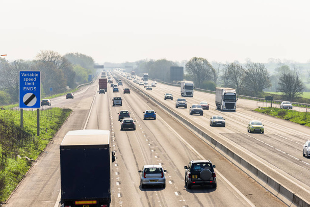 Sunny day view of UK motorway traffic - Photo, Image
