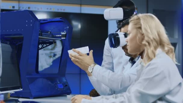 Scientists working with 3d printing and VR - Footage, Video