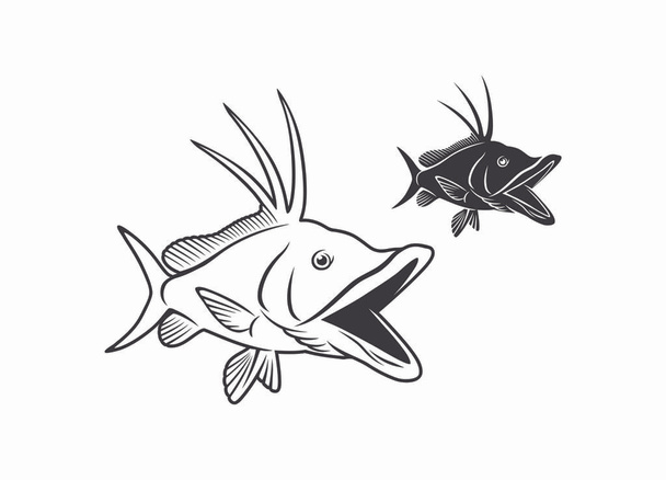 κι-κιρίκου ψάρια εικονίδιο, εικονογράφηση διάνυσμα - Διάνυσμα, εικόνα