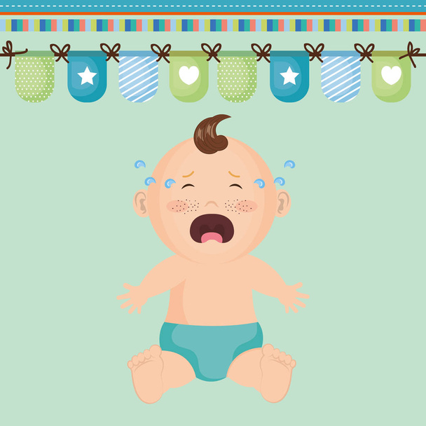 Baby shower kártya kisfiú - Vektor, kép