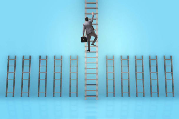 Empresário escalando escada de carreira no conceito de sucesso de negócios - Foto, Imagem