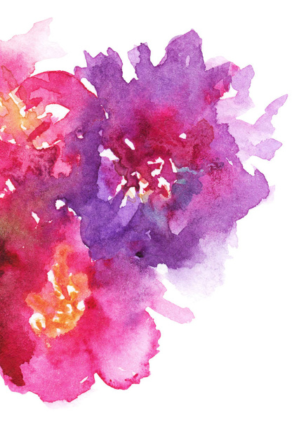 Sulu boya pembe mor çiçek çiçek Şakayık karanfil kompozisyon sanat illüstrasyon doku zemin arka plan gül - Fotoğraf, Görsel