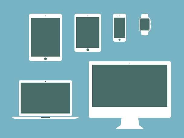 telefon, tablet, notebook, komputer ikony płaski zestaw  - Wektor, obraz
