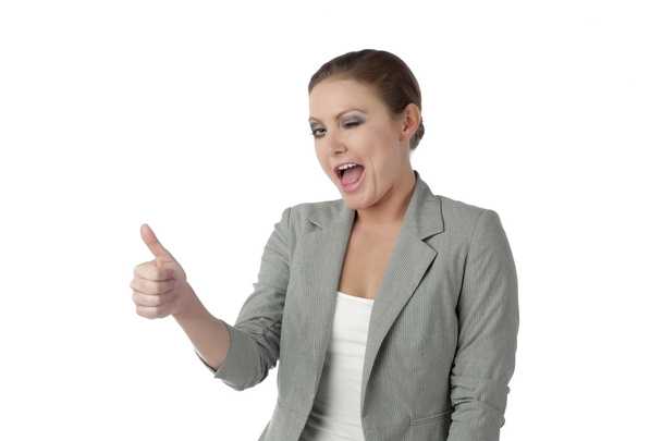 attractive businesswoman gesturing thumbs up - Photo, Image
