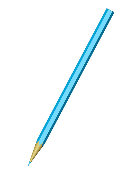 Een blauwe potlood op een witte achtergrond - Foto, afbeelding