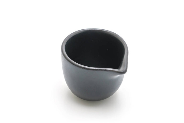 black plate and bowl isolated on white background - Foto, Imagem