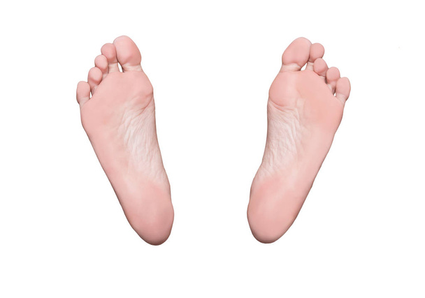 linke und rechte Fußsohle, weibliche Füße, medizinisches oder Massagekonzept - Foto, Bild