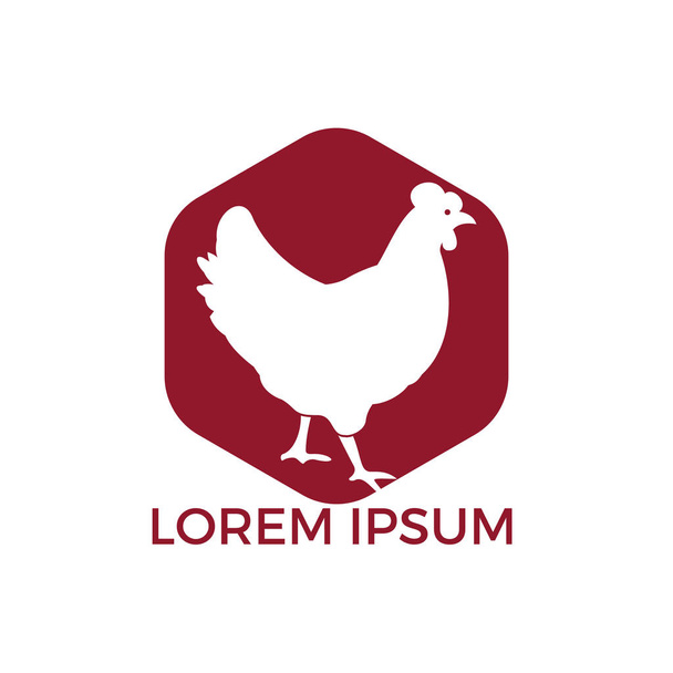 Design du logo Hen. Logo, enseigne, icône pour l'épicerie, les magasins de viande, boucherie, marché fermier
. - Vecteur, image
