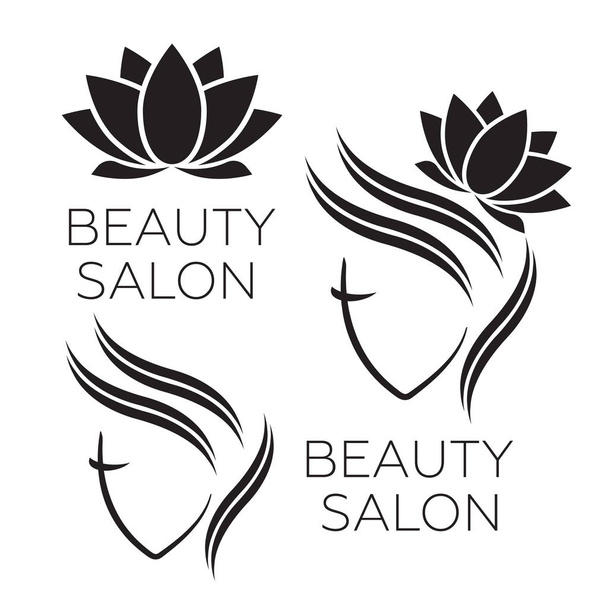 Hermosa plantilla de logotipo de mujer para peluquería, salón de belleza, cosmos
 - Vector, Imagen
