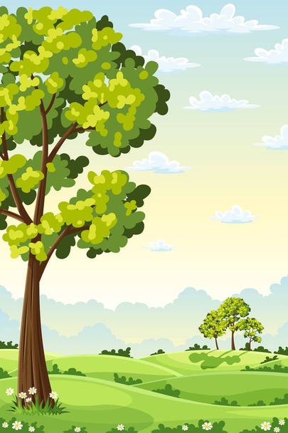 Letní krajina se stromy - Vektor, obrázek