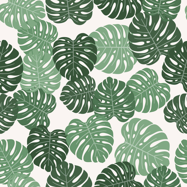 Tropical background with monstera leaves. Seamless floral pattern.  - Wektor, obraz