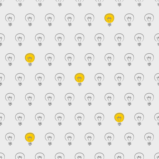 Light bulb seamless vector background, grey pattern or texture - Vector, Image