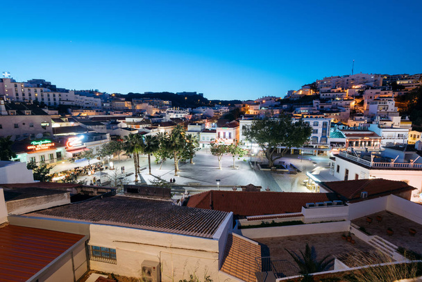 Albufeira, Portugal - April 18: Panoramic, night view of the Old Town of Albufeira City in Algarve, Portugal.  - Foto, Bild