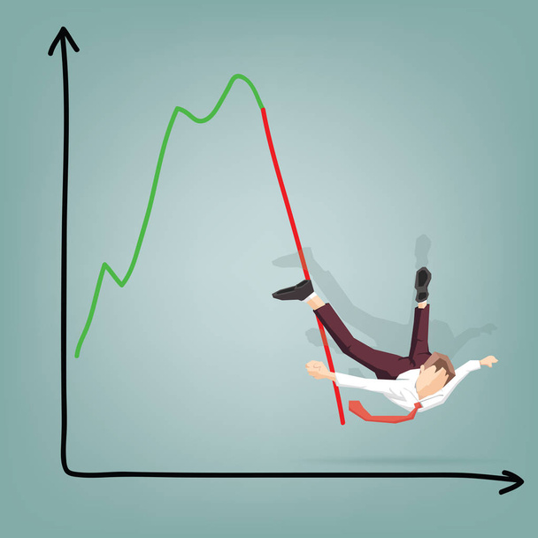  illustration of cartoon businessman falling from the chart,Conc - Vector, Image