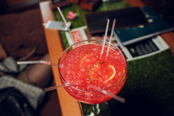 Glasses alcohol color cocktails on bar background - Valokuva, kuva