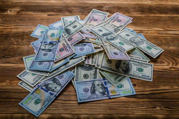 money on wooden table close up  - Foto, Imagem