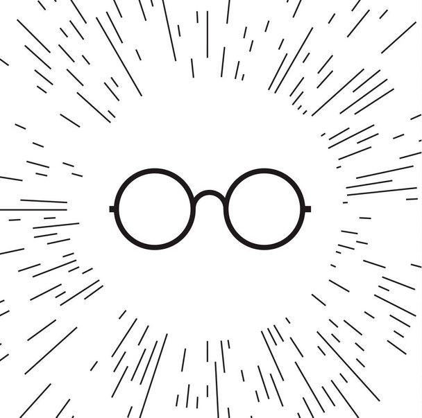 Óculos de ícone de vetor contra o fundo dos raios
 - Vetor, Imagem