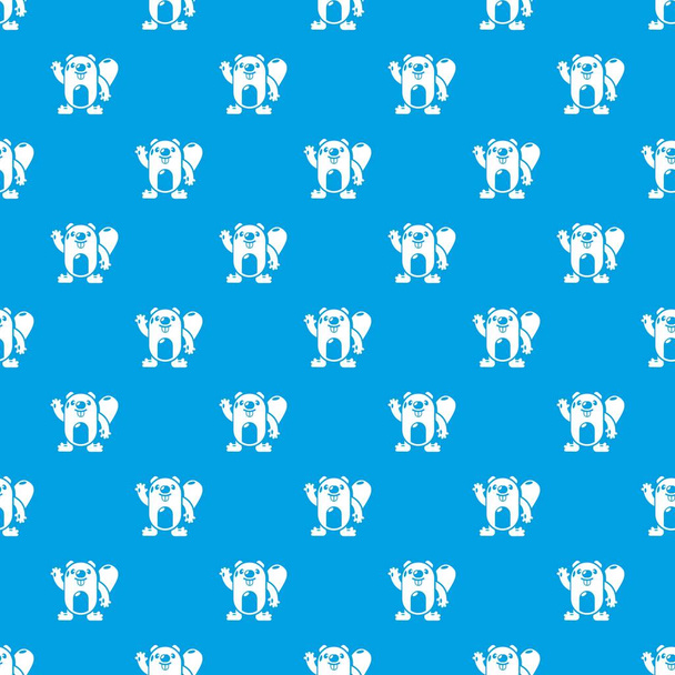 Beaver pattern vector seamless blue - Διάνυσμα, εικόνα