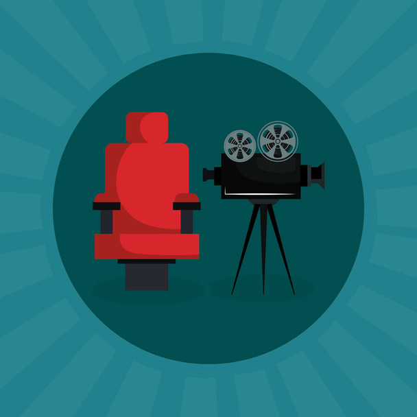 cine cámara película entretenimiento icono
 - Vector, Imagen