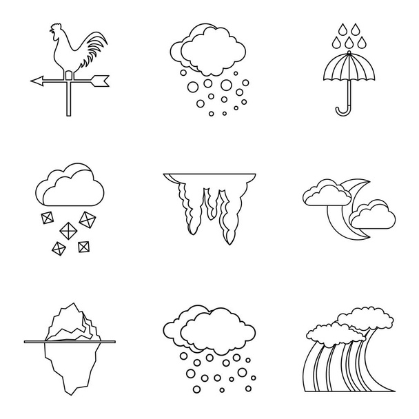 Povětrnostní podmínky ikony set, styl osnovy - Vektor, obrázek