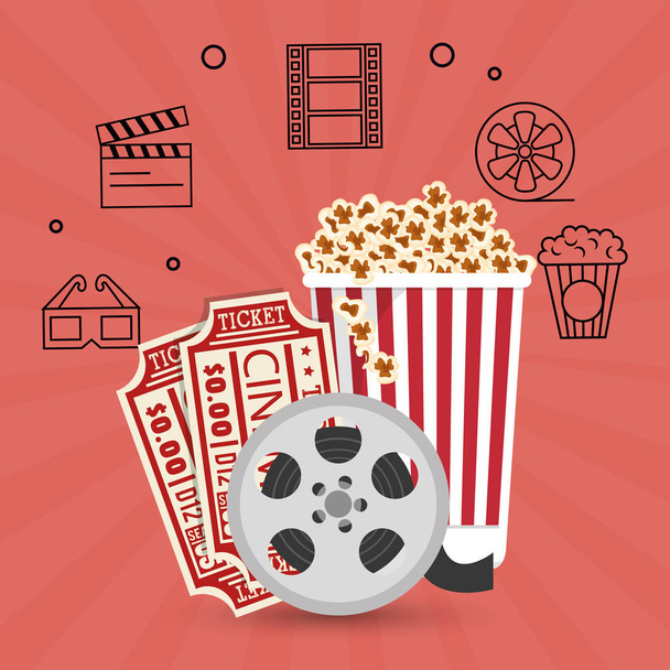 ícones de cinema entretenimento conjunto
 - Vetor, Imagem