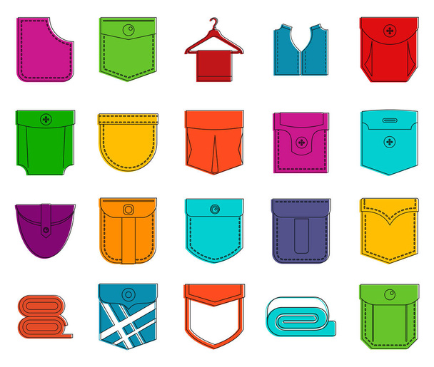 Ensemble d'icônes de poche, style contour couleur
 - Vecteur, image