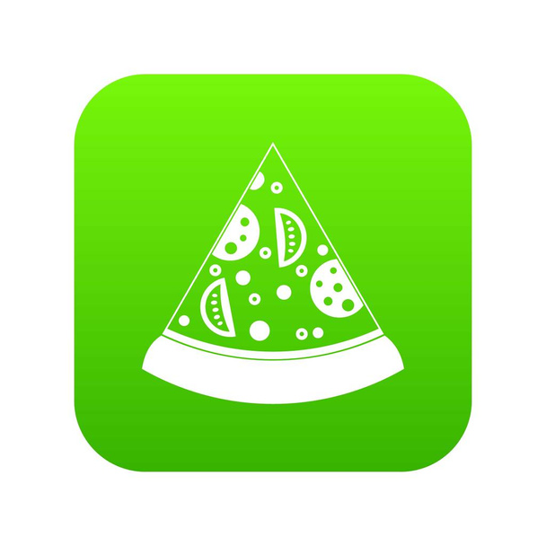 Slice of pizza icon digital green - Vektor, kép